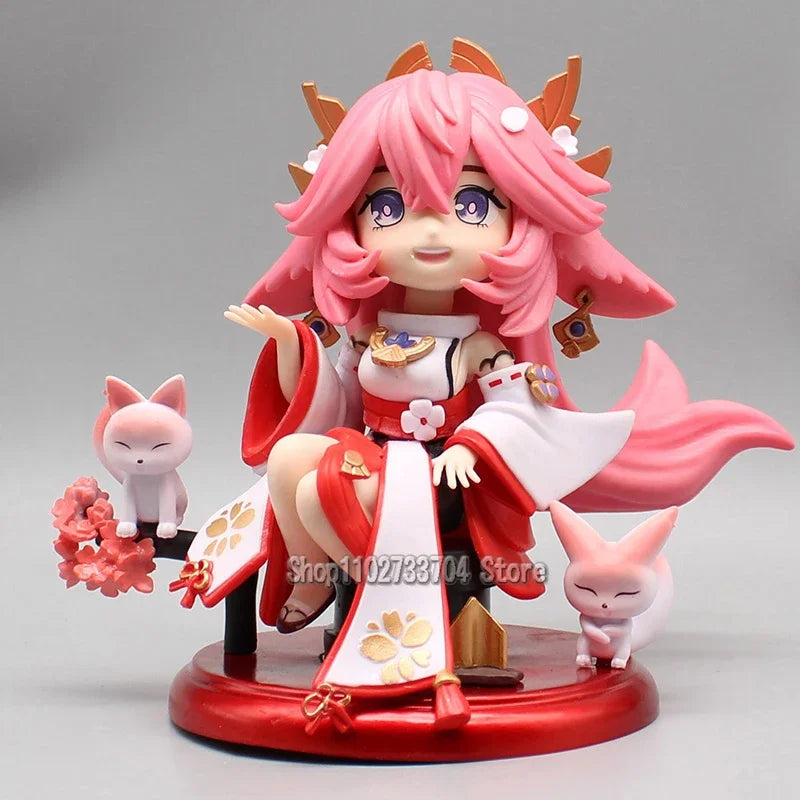 Anime Cute Genshin Impact Figures Yoimiya Raiden Shogun Naganohara Yoimiya Yae Miko Action Figures Q Version PVC Model Toys