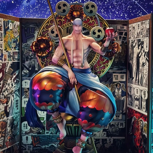 One Piece Anime 39cm Thunder God Enel Sitting Action Figure PVC Statue Model Boys Collection Toys Desktop Ornament Gifts